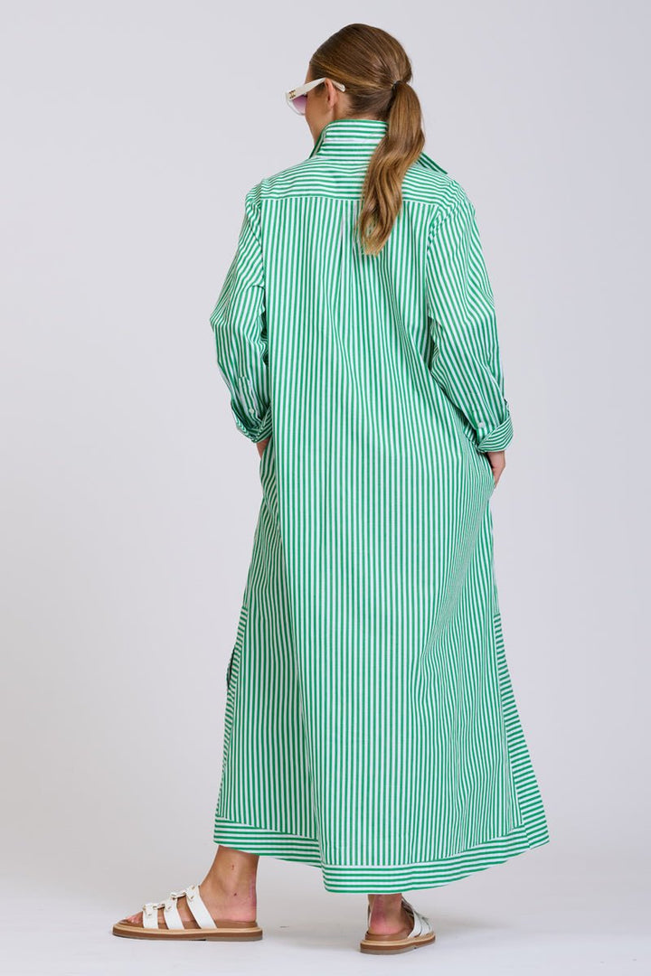 The Sybil Oversized Dress - Bright Green Stripe Shirty