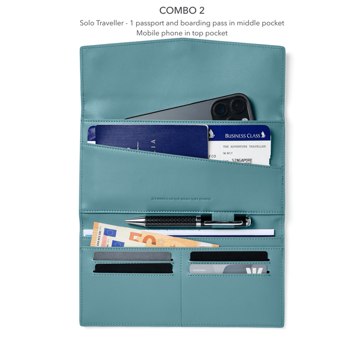 The Traveller 2.0 - Teal Wallet Fox and Leo