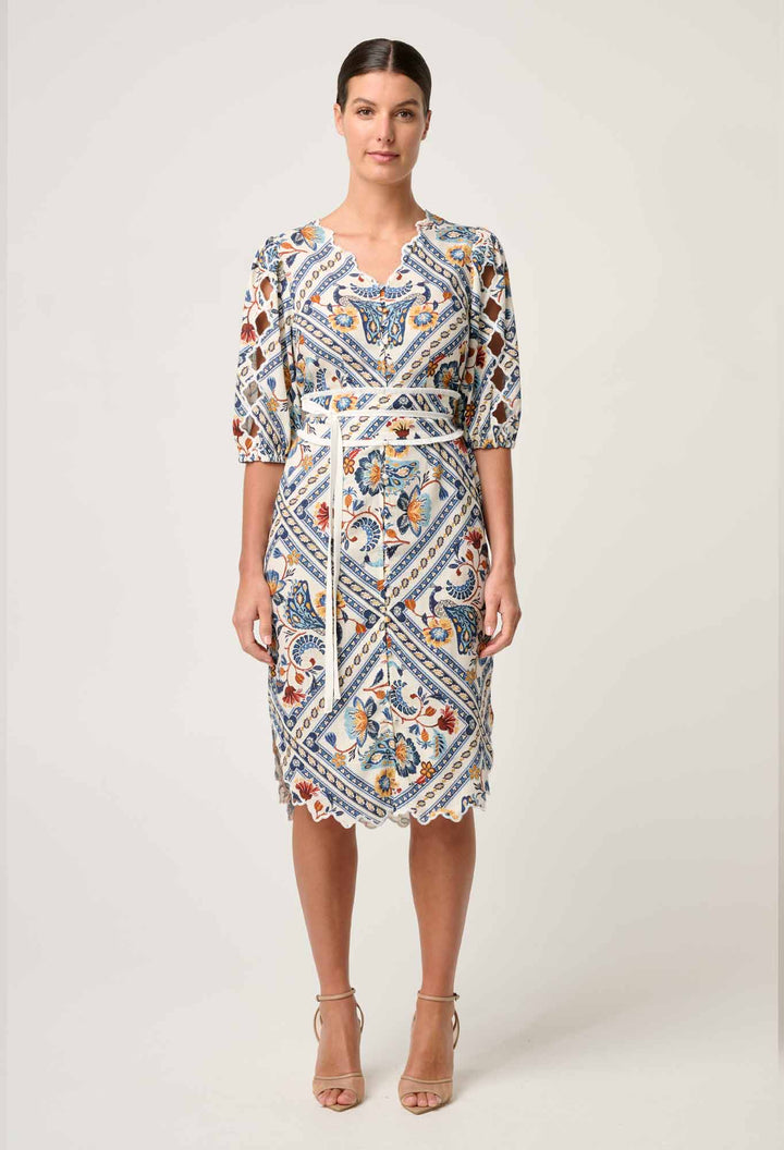 Theia Viscose Scallop Embroidered Dress in Petinos Floros Dress Once Was