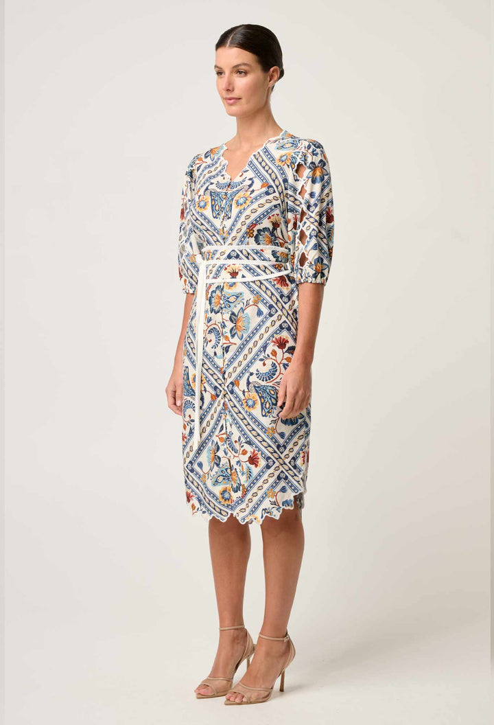 Theia Viscose Scallop Embroidered Dress in Petinos Floros Dress Once Was