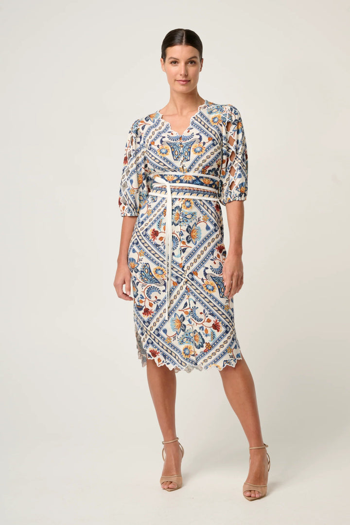 Theia Viscose Scallop Embroidered Dress in Petinos Floros Dress Once Was