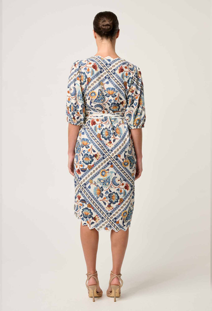 Theia Viscose Scallop Embroidered Dress in Petinos Floros Dress Once Was
