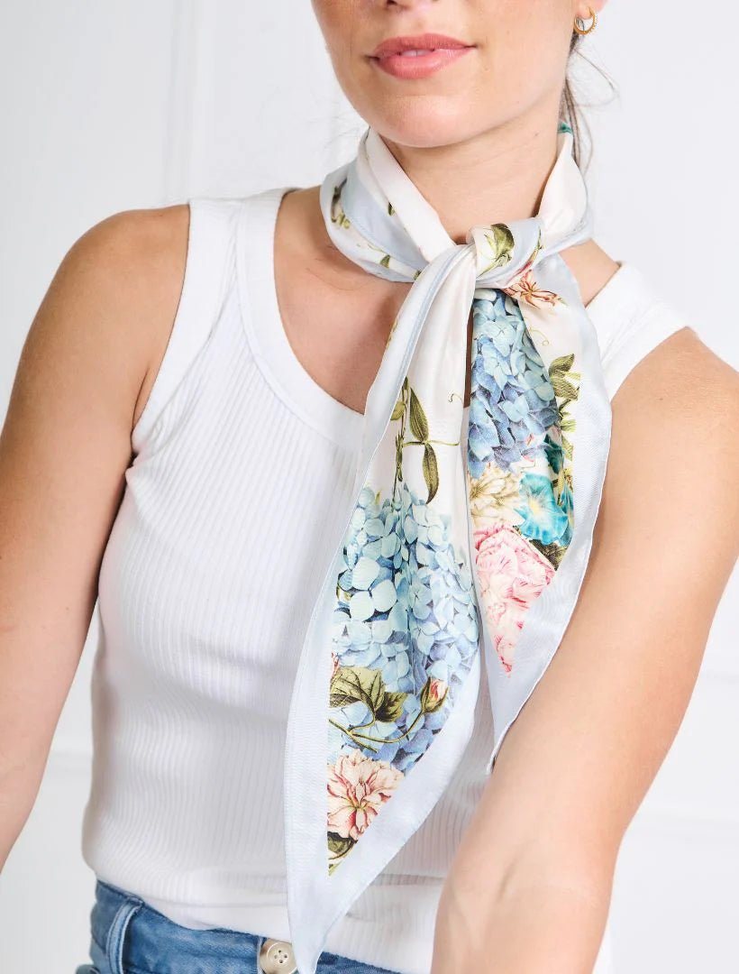 Trapezoid Floral Scarf Light Blue scarf zjoosh