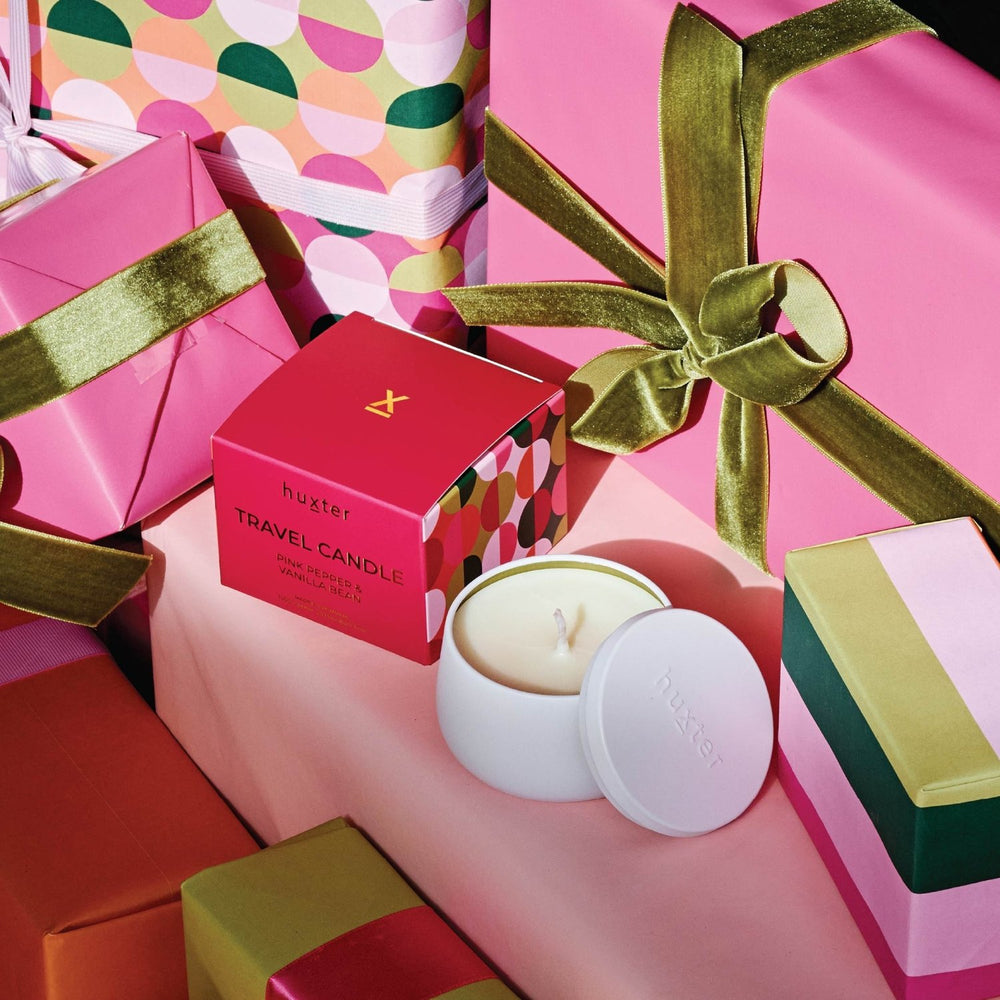 Travel Candle 120gm - Pink Pepper & Vanilla Bean Huxter