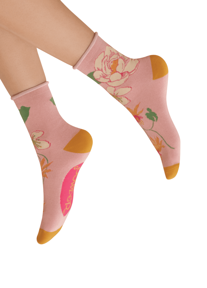 Tropical Flora Ankle Socks - Petal powder