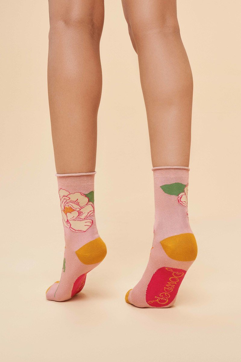Tropical Flora Ankle Socks - Petal powder
