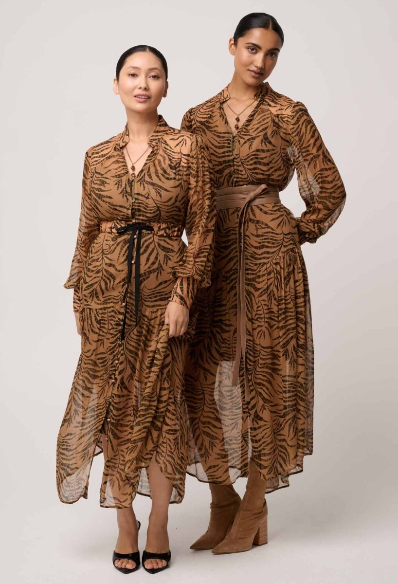 UNDER 5'4 Solene Sheer Viscose Midi Dress in Exotica Dress Once Was