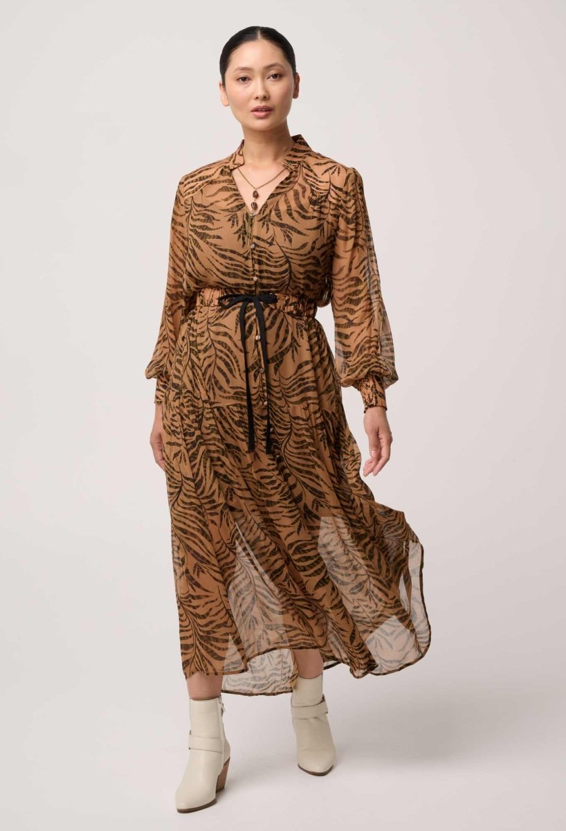UNDER 5'4 Solene Sheer Viscose Midi Dress in Exotica Dress Once Was