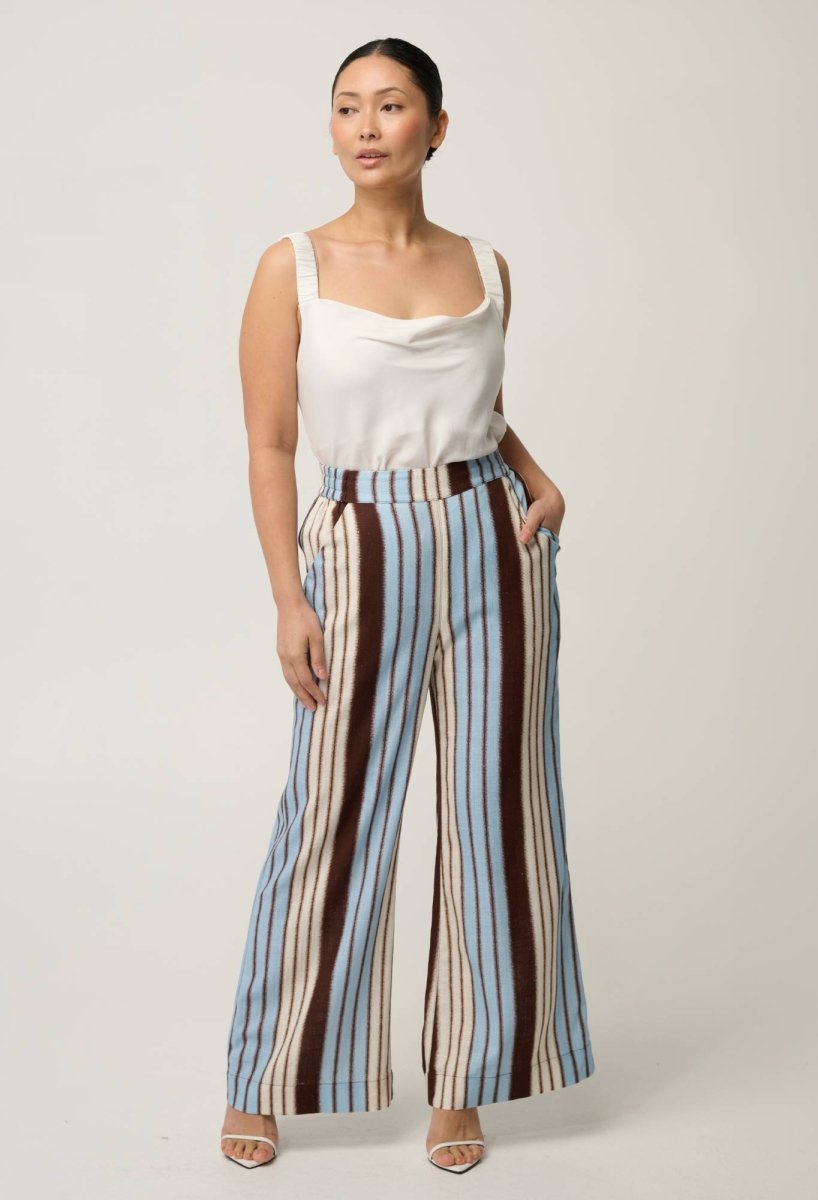 UNDER 5'4 Willow Linen Viscose Pant in Iridescent Stripe Pant Once Was