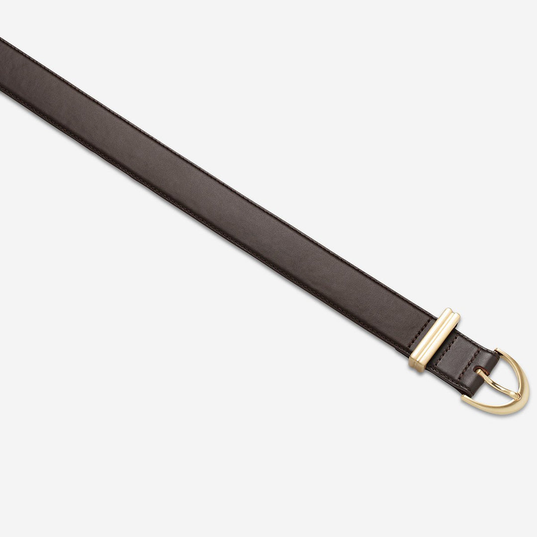 Under Your Spell Belt - Choc Nappa/Gold - Stanleyandstone