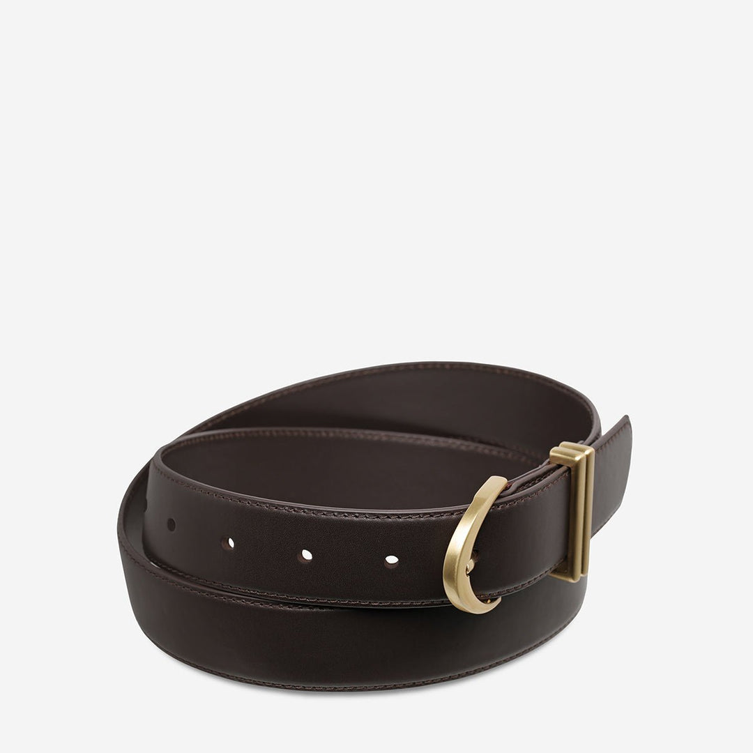 Under Your Spell Belt - Choc Nappa/Gold - Stanleyandstone