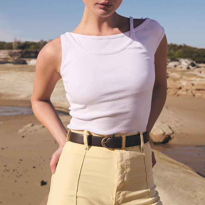 Under Your Spell Belt - Choc Nappa/Gold - Stanleyandstone