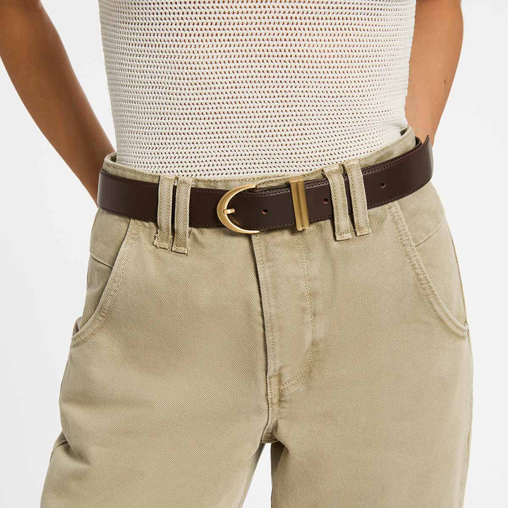 Under Your Spell Belt - Choc Nappa/Gold - Stanleyandstone