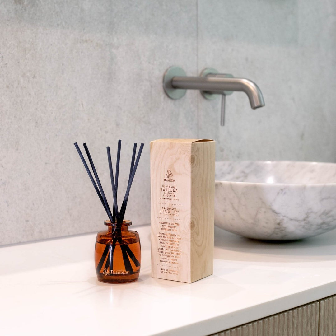 Vanilla, Lavender &amp; Geranium Mini Fragrance Diffuser Set | 90ml Diffuser Urban Rituelle
