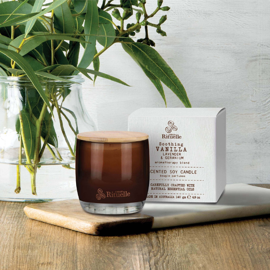 Vanilla, Lavender & Geranium<br> Scented Soy Candle | 140gm Urban Rituelle