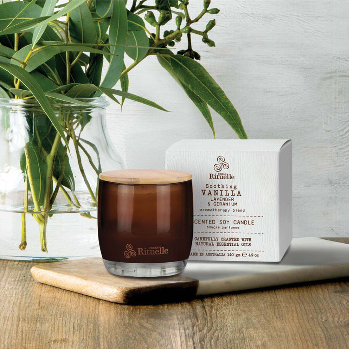 Vanilla, Lavender & Geranium<br> Scented Soy Candle | 140gm Urban Rituelle