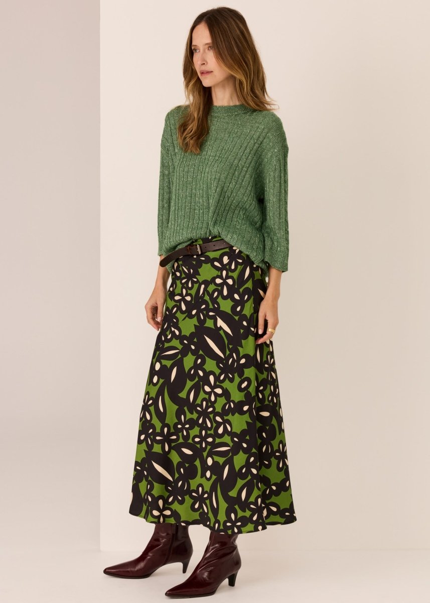 Vaun Cable Knit Tee - Green knit POL