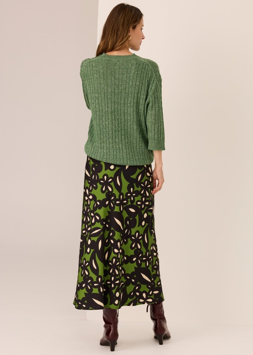 Vaun Cable Knit Tee - Green knit POL