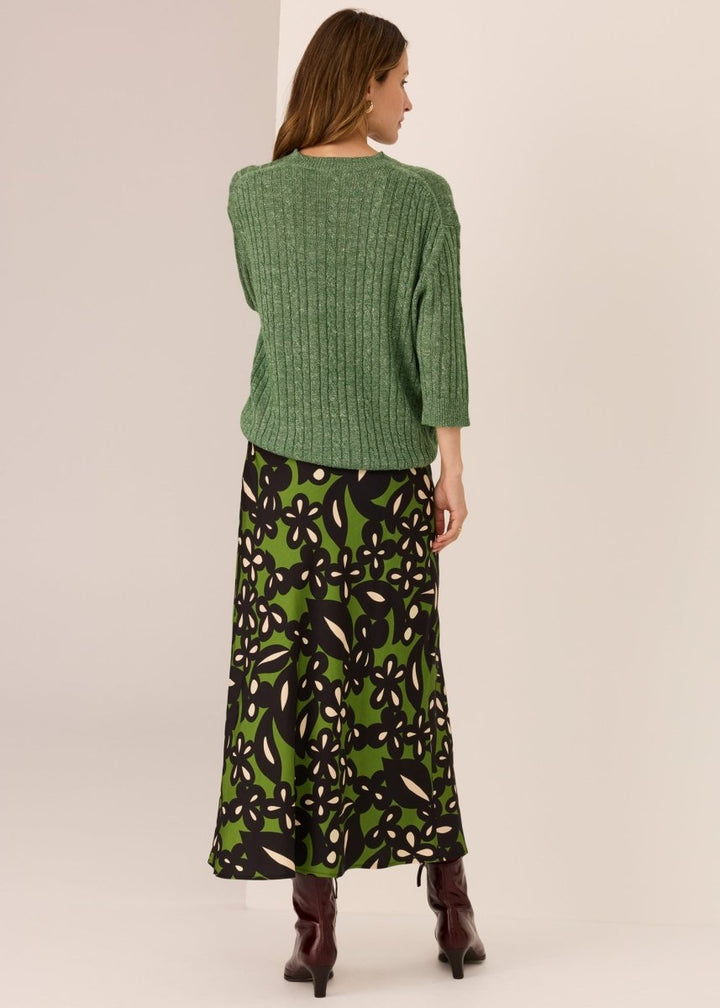 Vaun Cable Knit Tee - Green knit POL