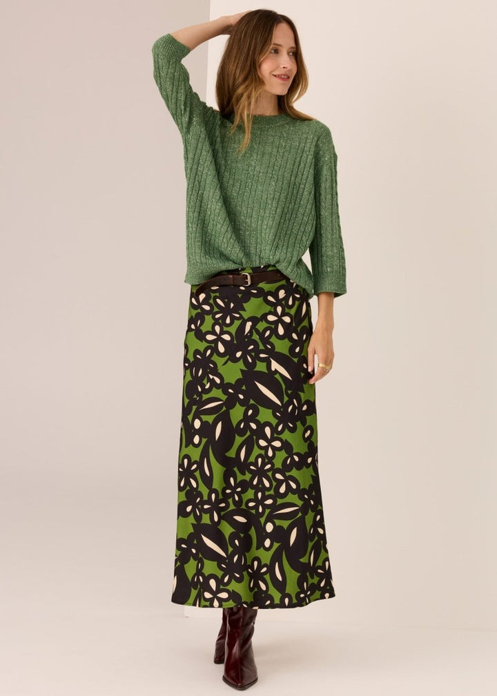 Vaun Cable Knit Tee - Green knit POL