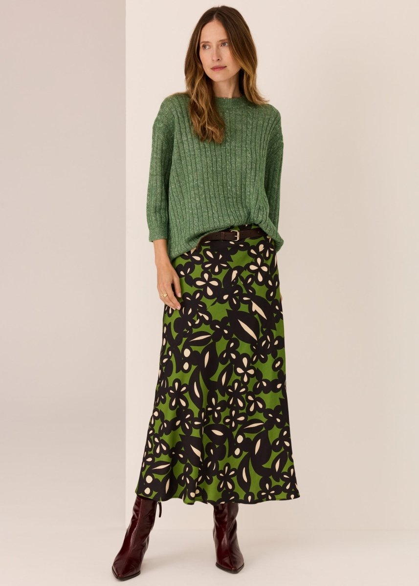 Vaun Cable Knit Tee - Green knit POL