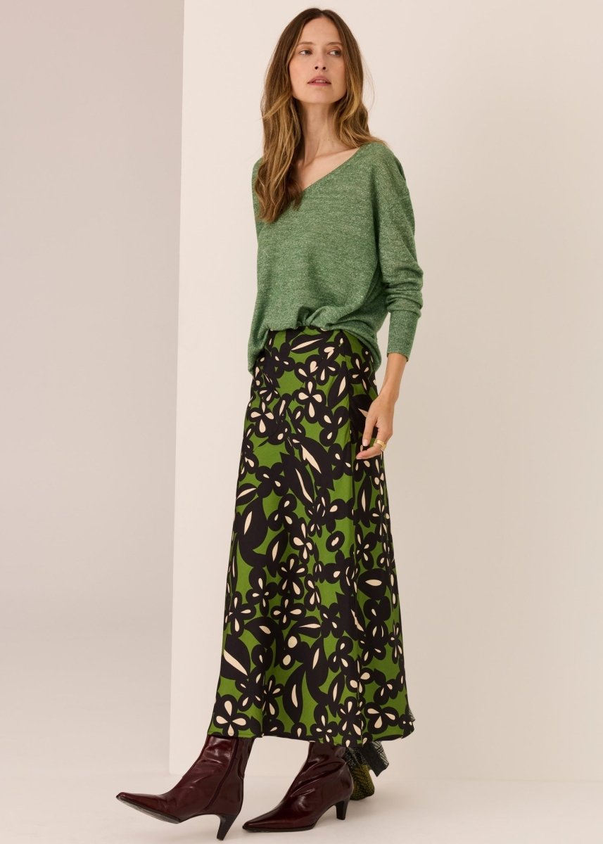 Vaun V-Neck Knit - Green knit POL