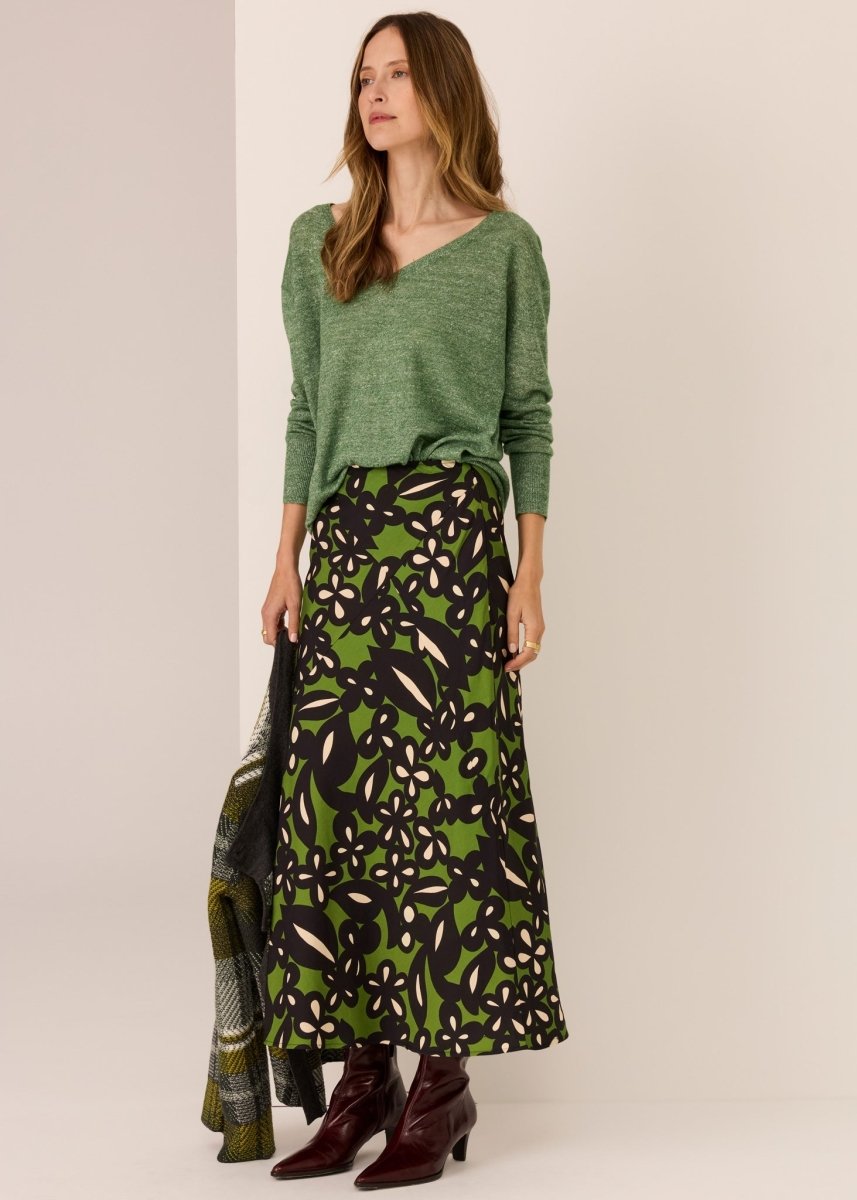 Vaun V-Neck Knit - Green knit POL