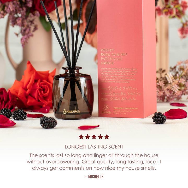 Velvet Rose Garden, Patchouli, Amber Fragrance Diffuser Set | 220ml Urban Rituelle