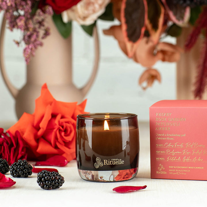 Velvet Rose Garden, Patchouli, Amber Scented Soy Candle | 140gm Urban Rituelle