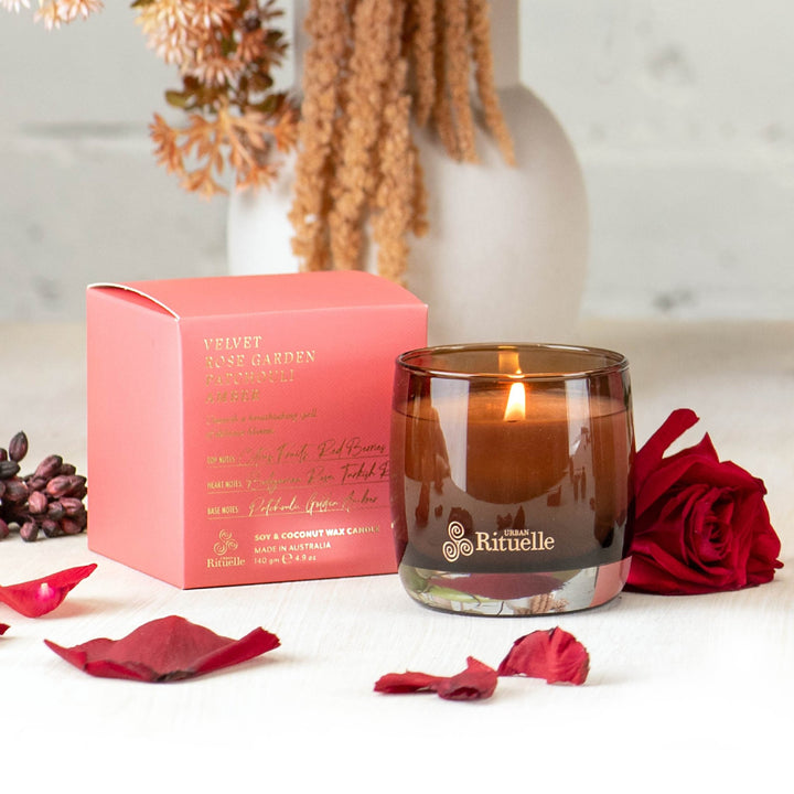 Velvet Rose Garden, Patchouli, Amber Scented Soy Candle | 140gm Urban Rituelle