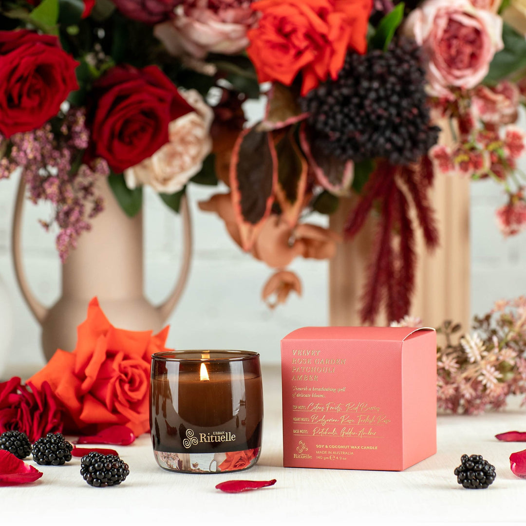 Velvet Rose Garden, Patchouli, Amber Scented Soy Candle | 140gm Urban Rituelle