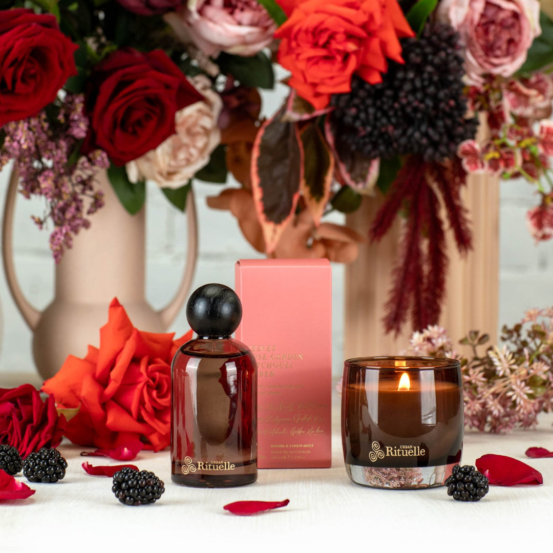 Velvet Rose Garden, Patchouli, Amber Scented Soy Candle | 140gm Urban Rituelle