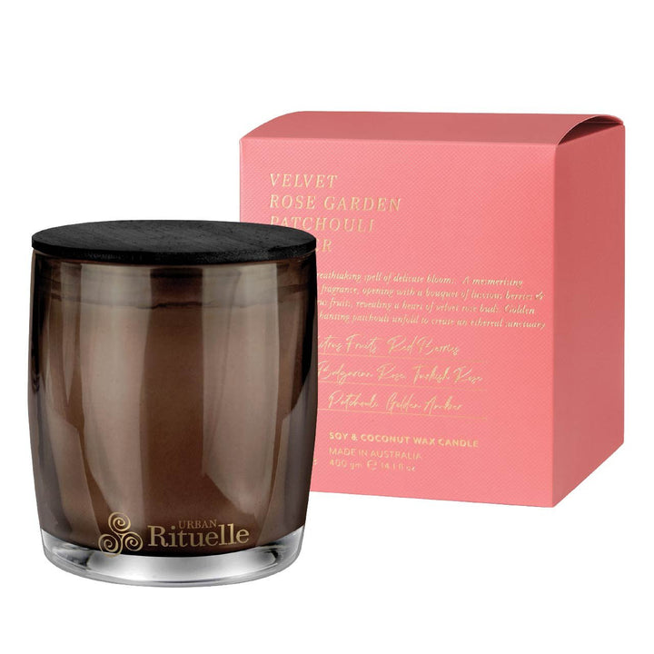 Velvet Rose Garden, Patchouli, Amber Scented Soy Candle | 400gm Candle Urban Rituelle