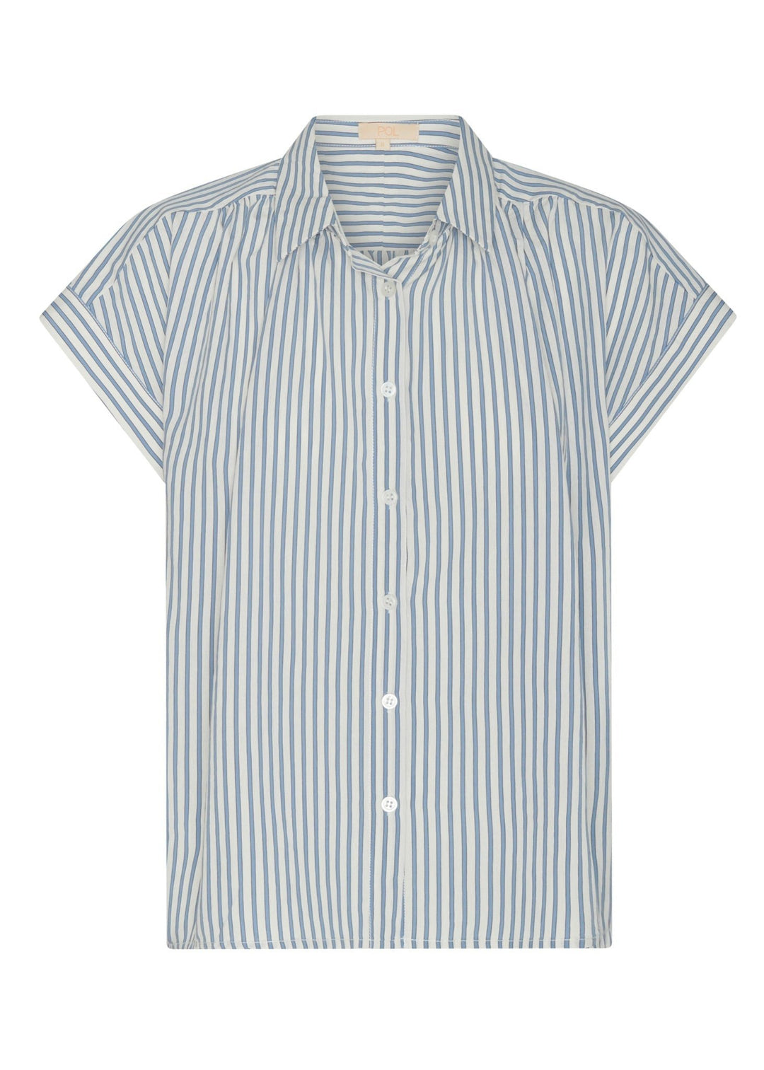 Vera Cap Sleeve Shirt - Blue Stripe POL