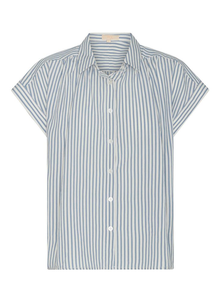 Vera Cap Sleeve Shirt - Blue Stripe POL