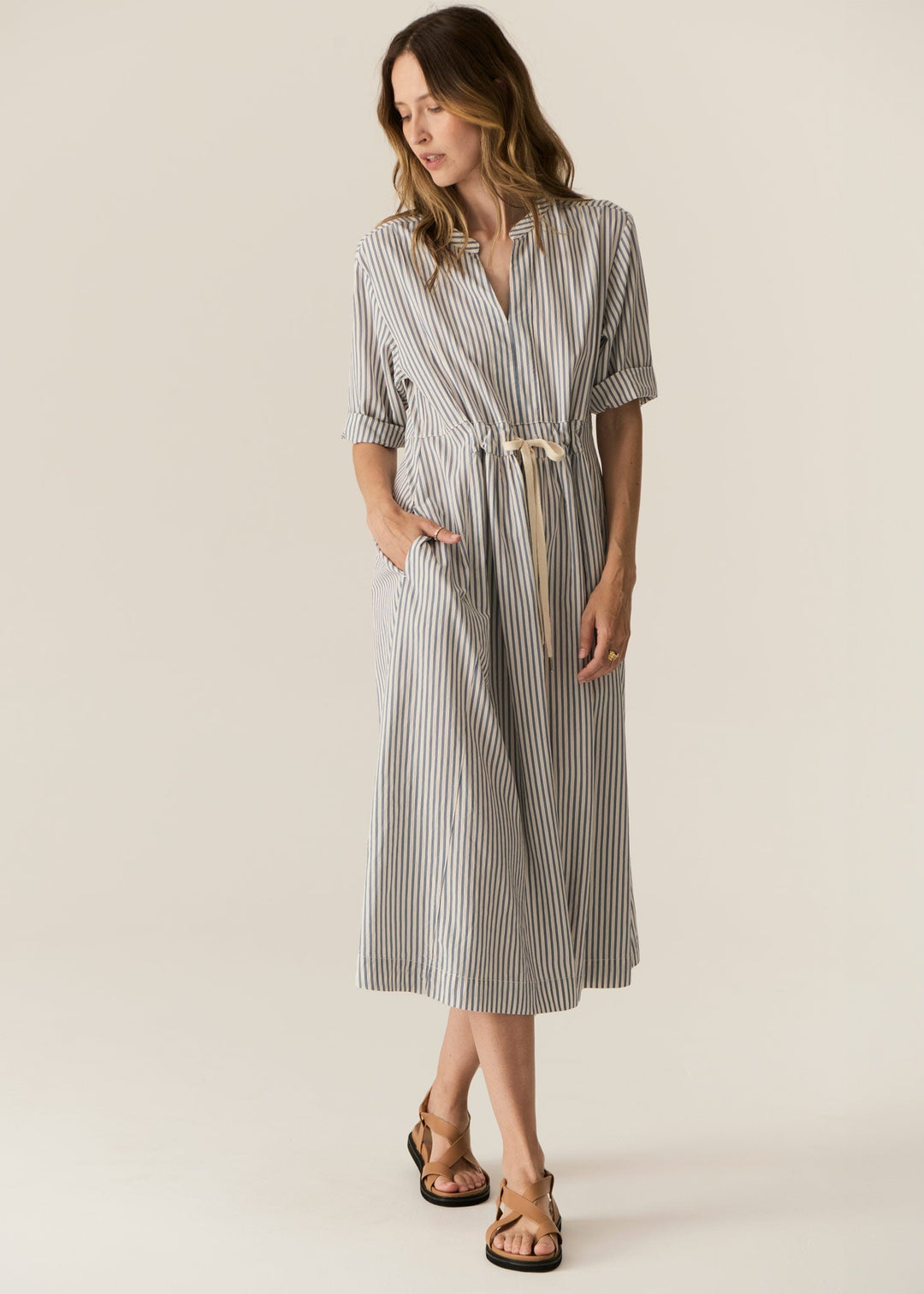 Vera Shirt Dress - Blue Stripe POL