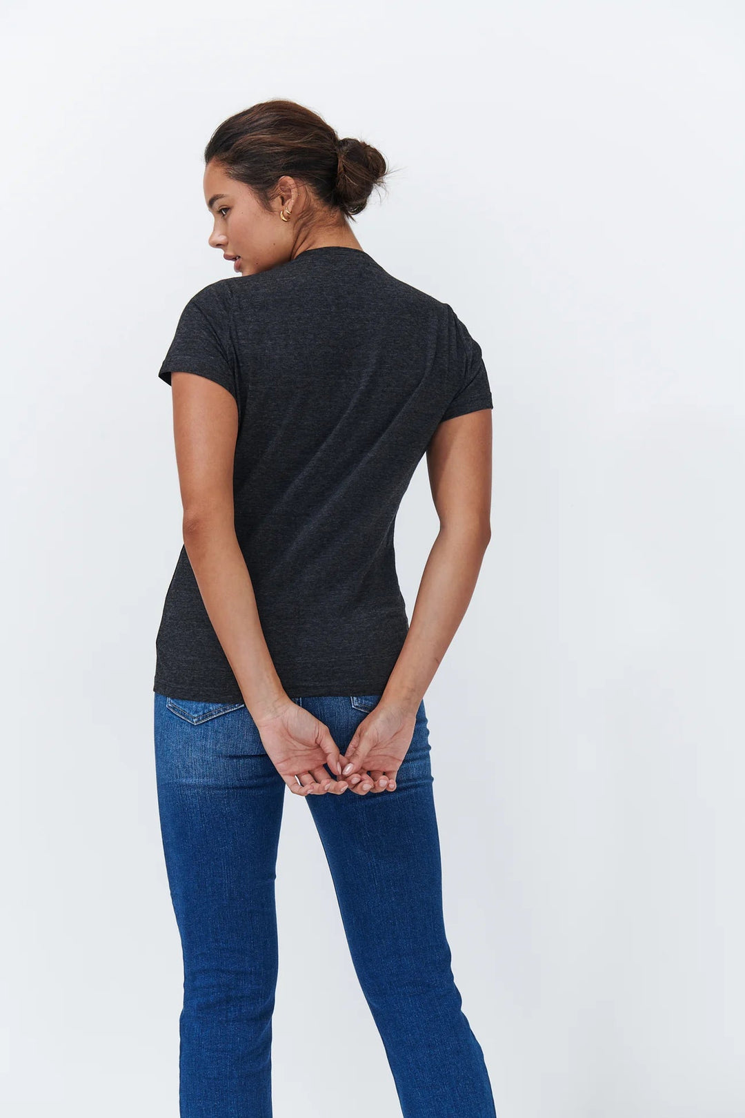 Veronica V Neck Tee - Black Marle Tee Shirts Kireina