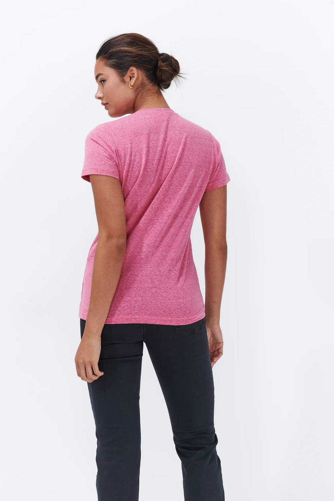 Veronica V Neck Tee - Raspberry Marle Tee Shirts Kireina