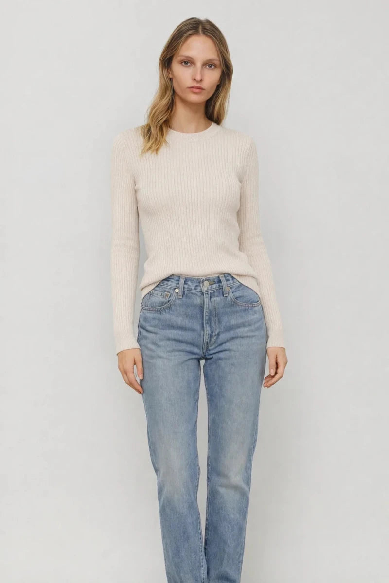 Vespa Ribbed Long Sleeve Crew - Chalk knit Alete
