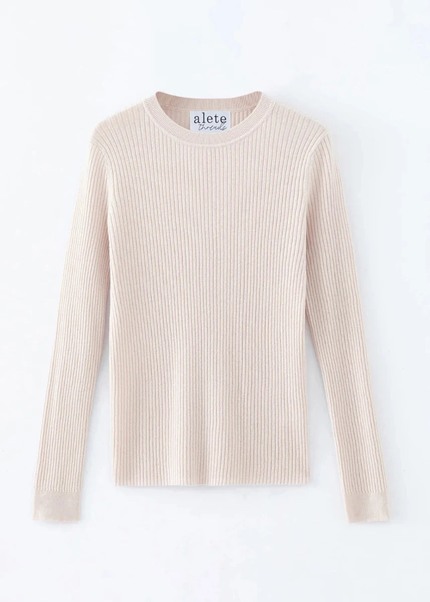 Vespa Ribbed Long Sleeve Crew - Chalk knit Alete