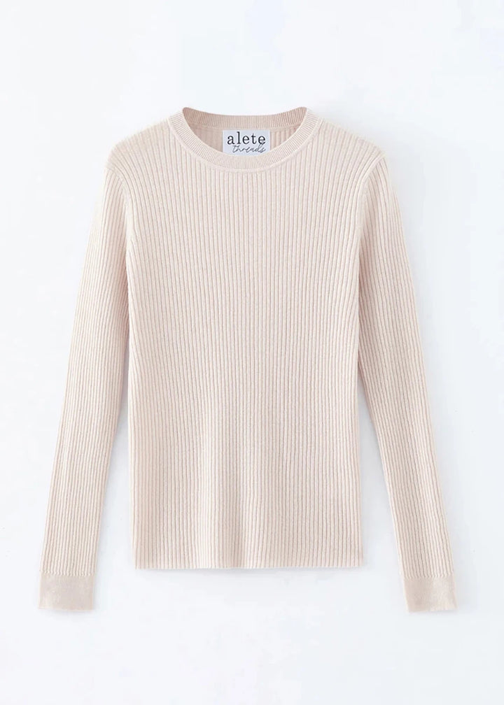 Vespa Ribbed Long Sleeve Crew - Chalk knit Alete