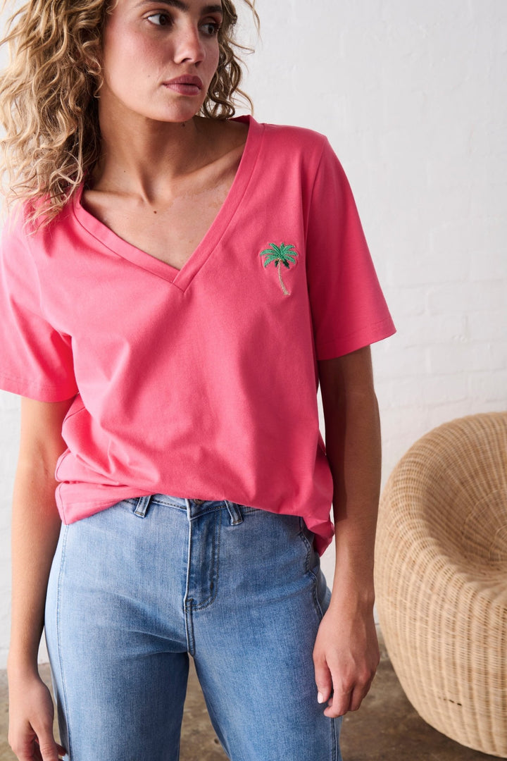 Victoria Tee | Palm Tree - Pink - Stanleyandstone