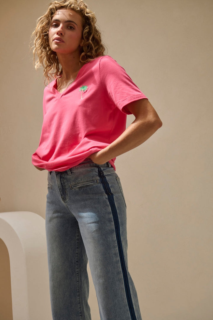 Victoria Tee | Palm Tree - Pink - Stanleyandstone