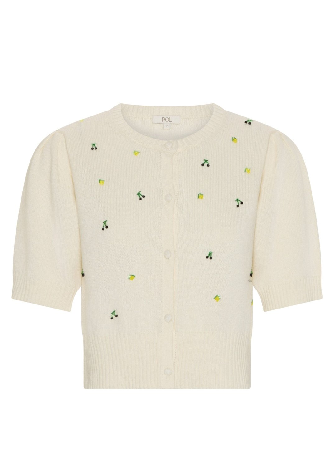 Viloa Beaded Short Sleeve Cardigan - Chalk POL