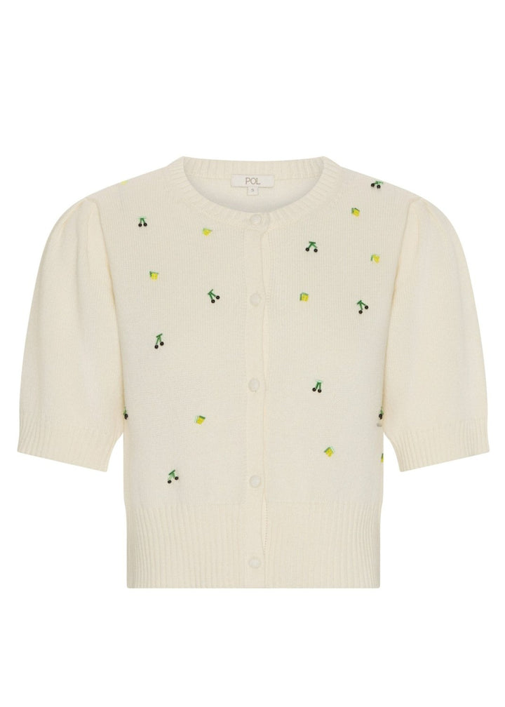 Viloa Beaded Short Sleeve Cardigan - Chalk POL