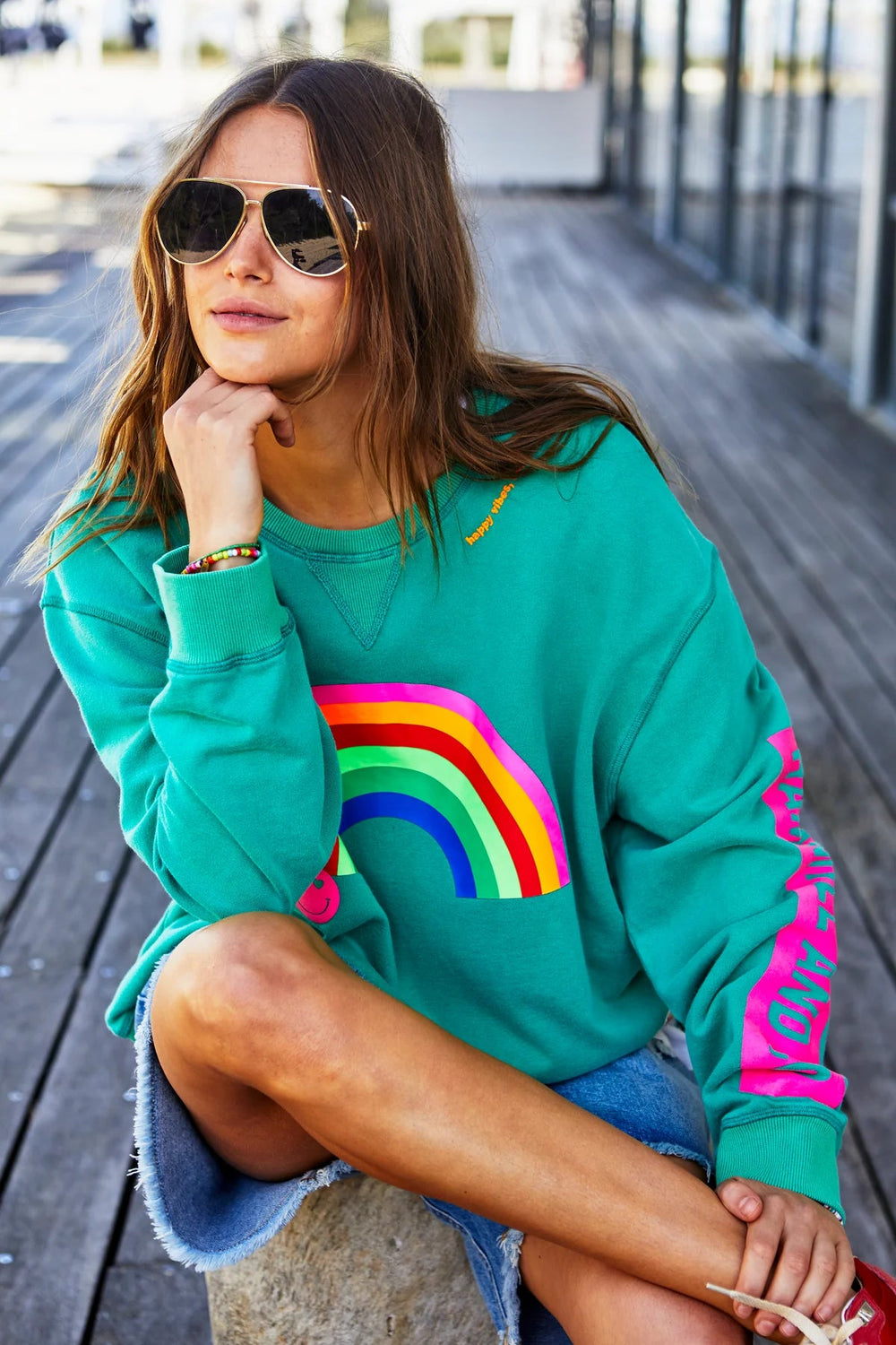 VINTAGE RAINBOW SWEAT - JADE Windcheater hammill & Co
