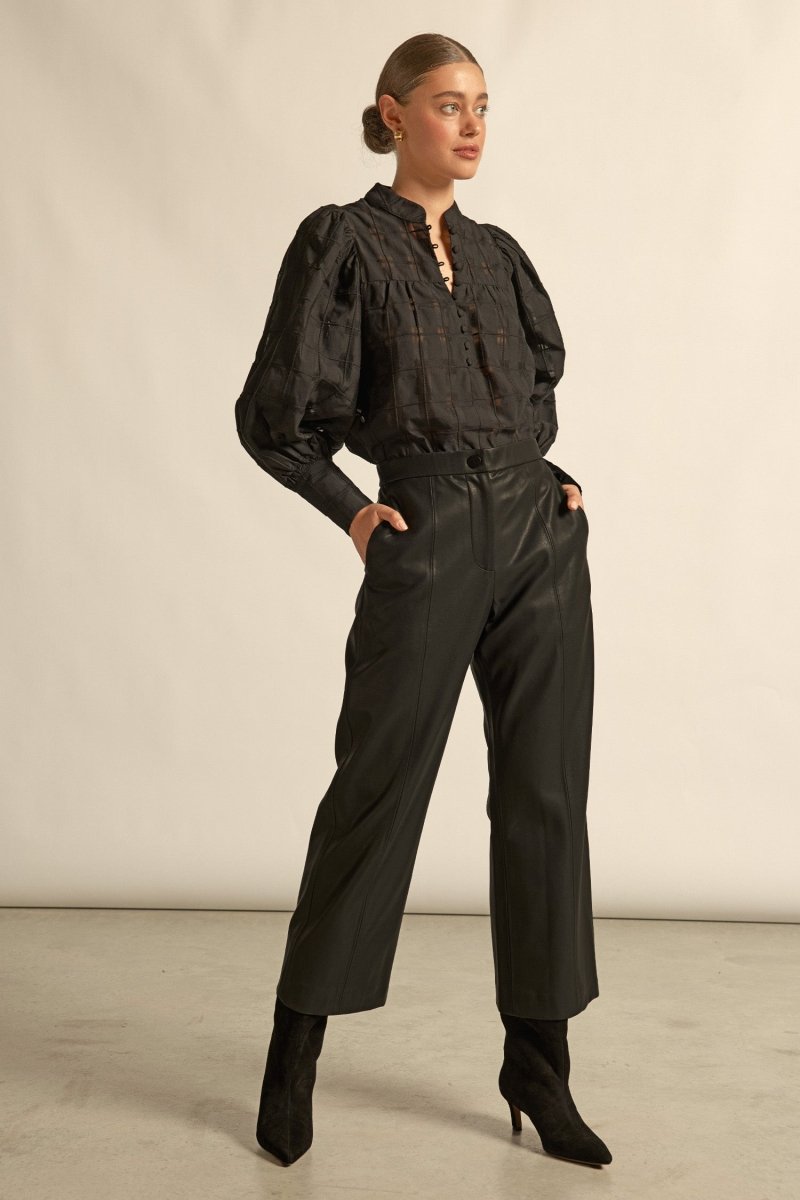 Vista top - Black Check blouse Zoe Kratzmann