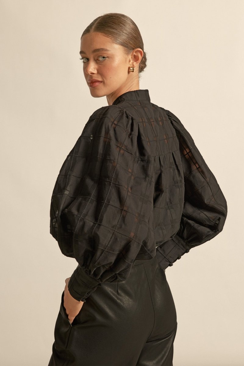 Vista top - Black Check blouse Zoe Kratzmann