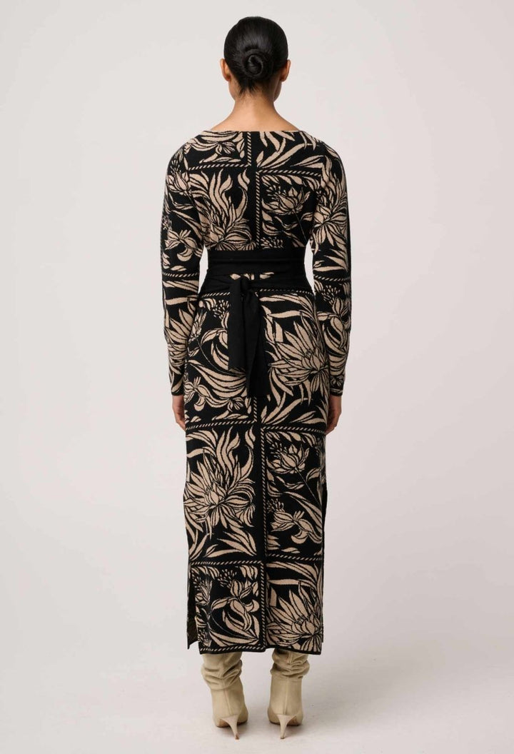 Wanderer Merino Wool Blend Floral Knit Dress in Flora Deco OnceWas
