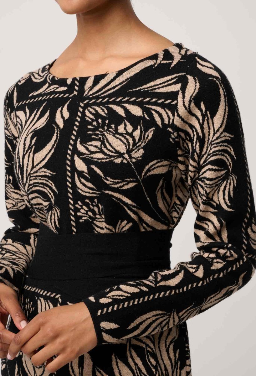 Wanderer Merino Wool Blend Floral Knit Dress in Flora Deco OnceWas